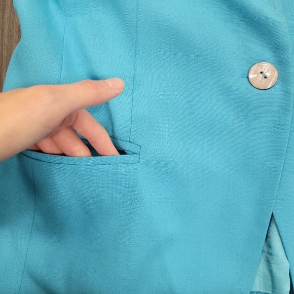 Vintage Braemar Petites matching skirt and blazer suit linen like XL - Picture 6 of 16